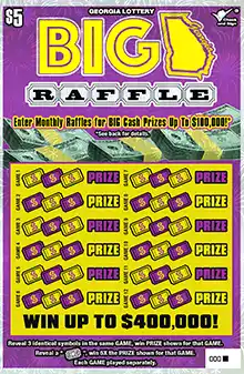 GA Lottery $5 BIG GEORGIA RAFFLE Scratcher Game