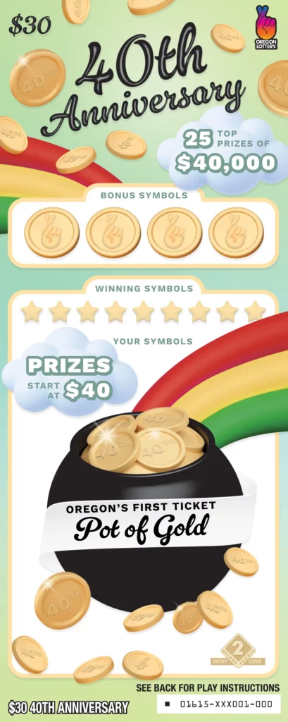 Oregon Lottery 40th Anniversary Scratcher Ticket