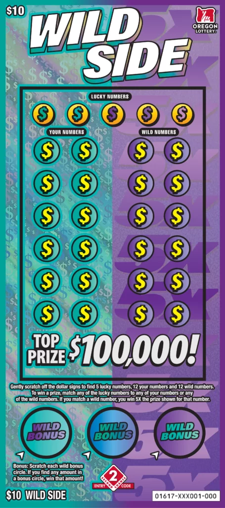 Oregon Lottery Wild Side Scratcher Ticket