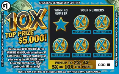 Arkansas Lottery 10X® Scratch-Off Ticket