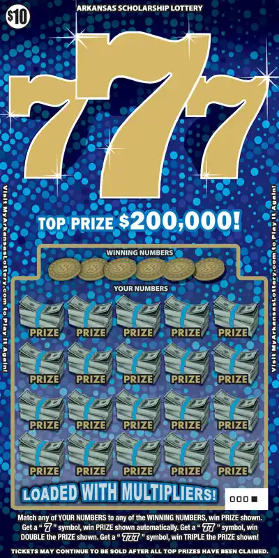 Arkansas Lottery 777 Scratch-Off Ticket