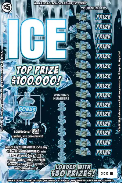 Arkansas Lottery Fire and Ice Scratch-Off Ticket