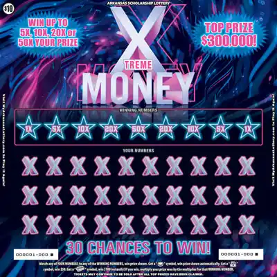 Arkansas Lottery Xtreme Money Scratch-Off Ticket