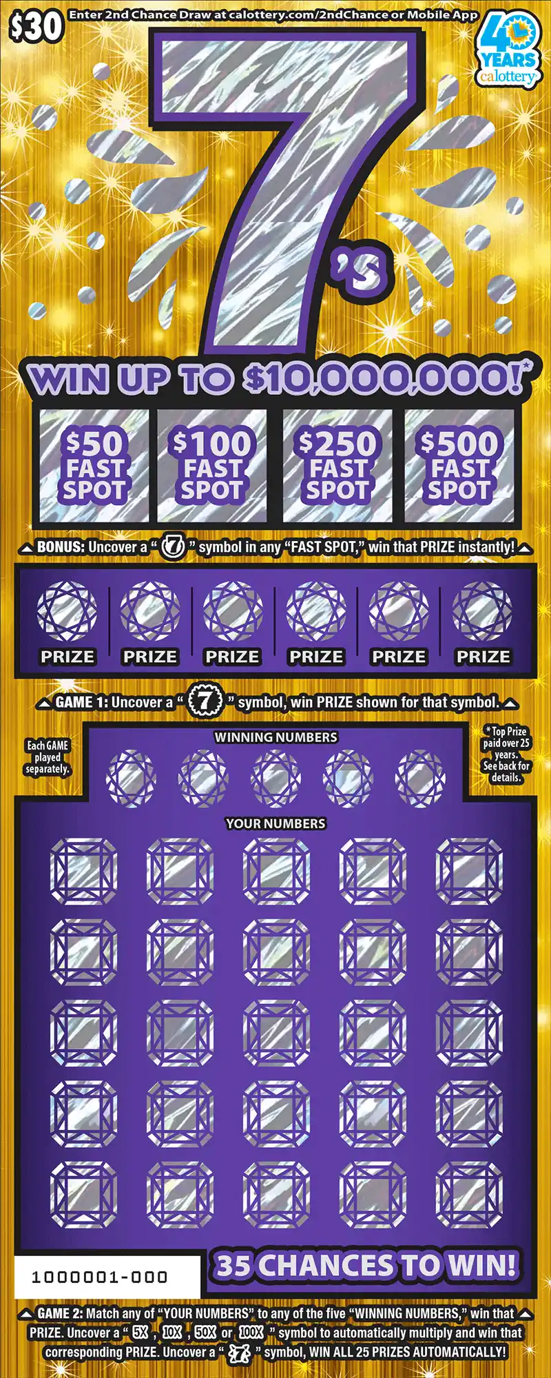 California Lottery 7's Scratcher Ticket