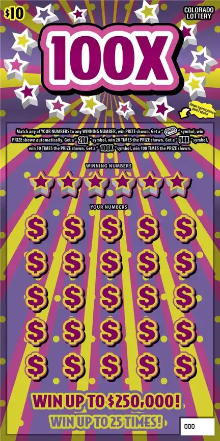 Colorado Lottery 100X Scratch-Off Game