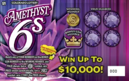 Colorado Lottery AMETHYST 6s Scratch-Off Game