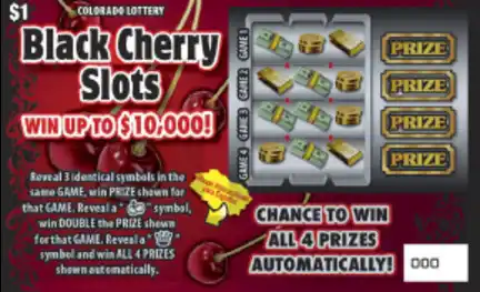 Colorado Lottery Black Cherry Slots Scratch-Off Game