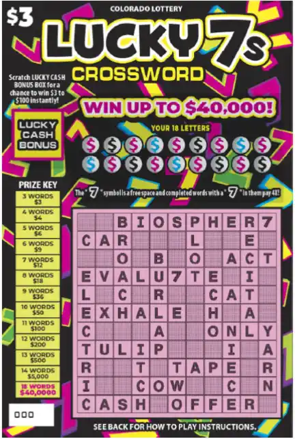 Colorado Lottery LUCKY 7s CROSSWORD Scratch-Off Game