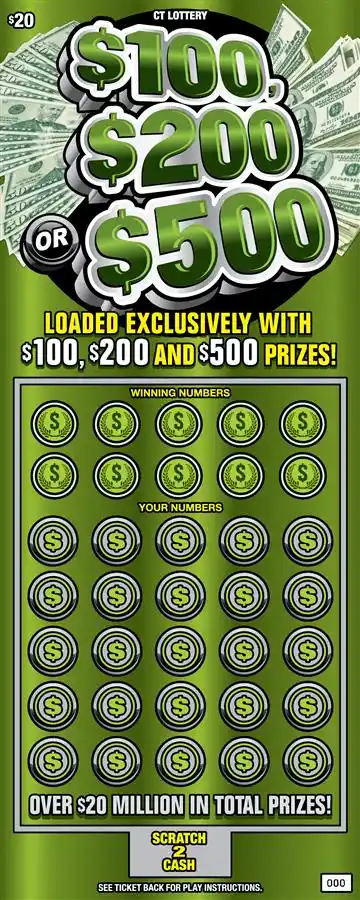 Connecticut Lottery $100, $200 or $500 Scratch-Off Ticket