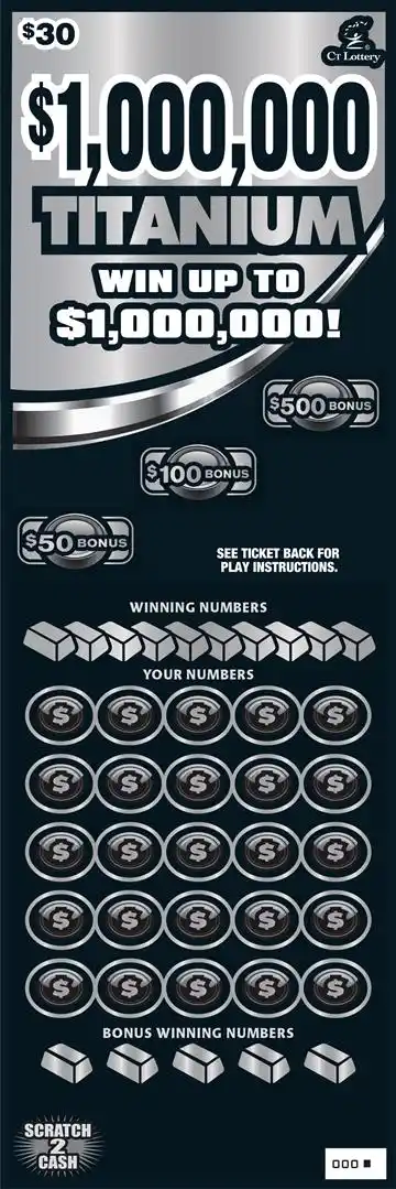 Connecticut Lottery $1,000,000 Titanium Scratch-Off Ticket