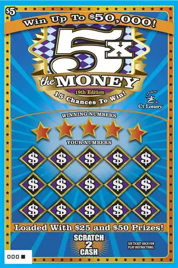 Connecticut Lottery 5X The Money 19th Edition Scratch-Off Ticket