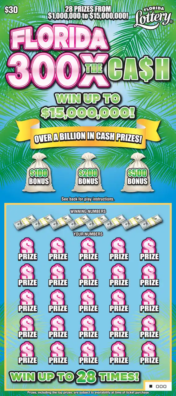 Florida Lottery FLORIDA 300X THE CASH Scratch-Off Ticket