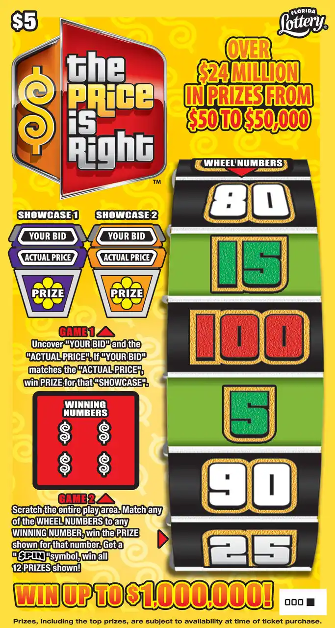 Florida Lottery THE PRICE IS RIGHT Scratch-Off Ticket