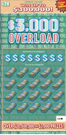 Georgia Lottery $3,000 OVERLOAD Scratcher Game