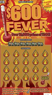 Georgia Lottery $600 FEVER Scratcher Game