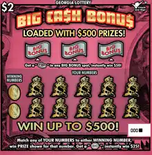 Georgia Lottery BIG CA$H BONU$ Scratcher Game