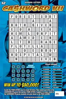 Georgia Lottery CA$HWORD VII Scratcher Game