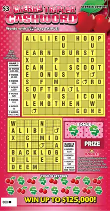 Georgia Lottery Cherry, Orange, Lemon, Triple Scratcher Game
