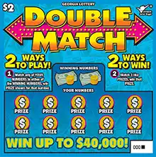 Georgia Lottery DOUBLE MATCH Scratcher Game