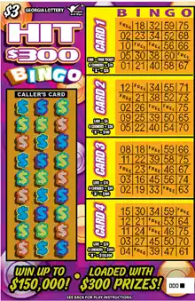 Georgia Lottery HIT $300 BINGO Scratcher Game