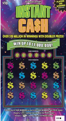 Georgia Lottery INSTANT CA$H Scratcher Game