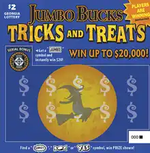 Georgia Lottery JUMBO BUCKS TRICKS AND TREATS Scratcher Game