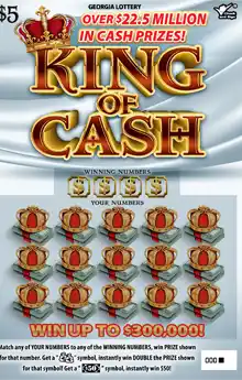 Georgia Lottery KING OF CASH Scratcher Game