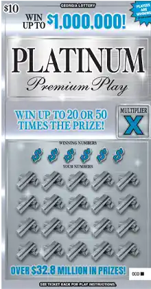 Georgia Lottery PLATINUM Premium Play Scratcher Game