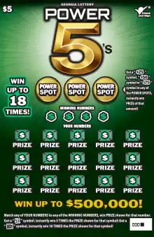 Georgia Lottery POWER 5's Scratcher Game