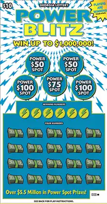 Georgia Lottery POWER BLITZ Scratcher Game