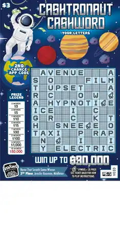 Idaho Lottery Cashtronaut Cashword Scratch-Off Ticket