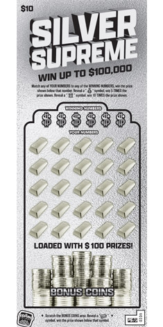 Idaho Lottery Silver Supreme Scratch-Off Ticket
