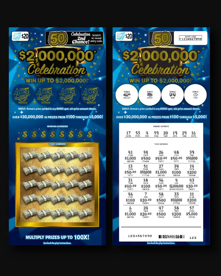 Illinois Lottery $2,000,000 Celebration Scratch-Off Ticket