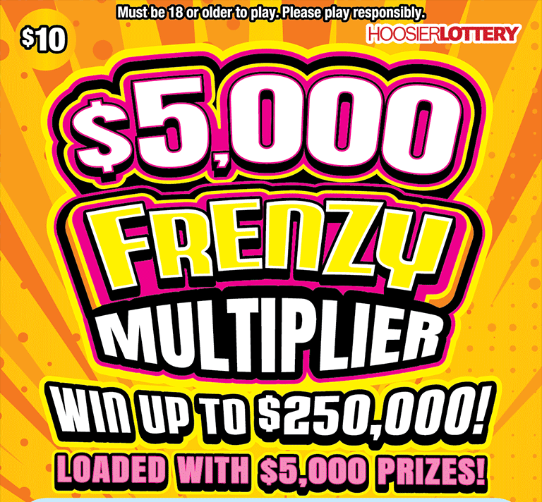 Hoosier Lottery $5,000 FRENZY MULTIPLIER Scratch-Off Game