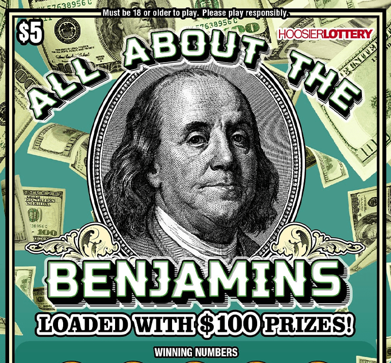 Hoosier Lottery ALL ABOUT THE BENJAMINS Scratch-Off Game