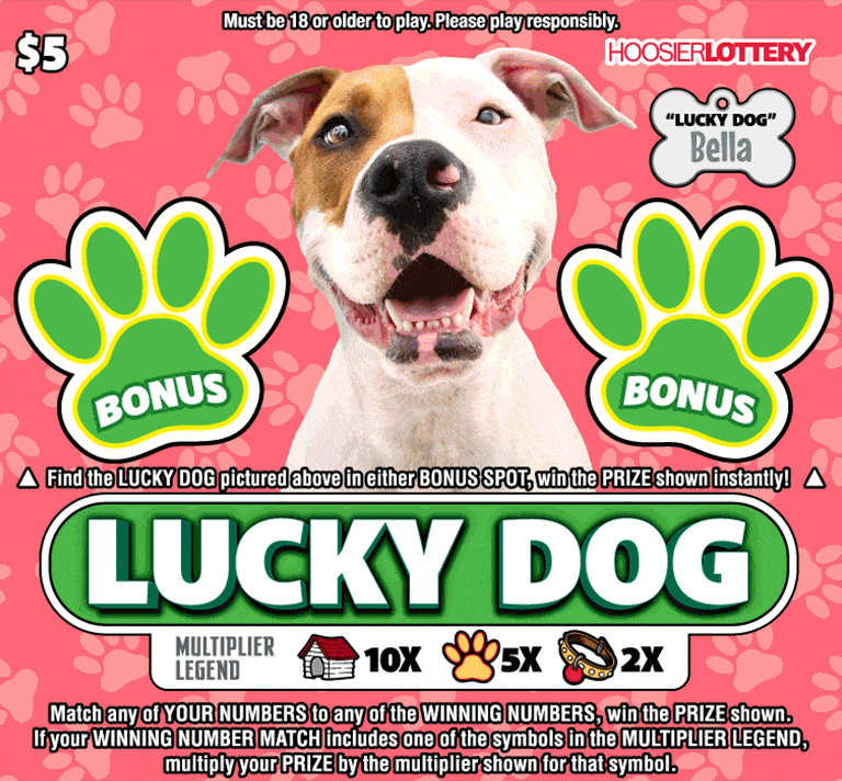 Hoosier Lottery LUCKY DOG Scratch-Off Game