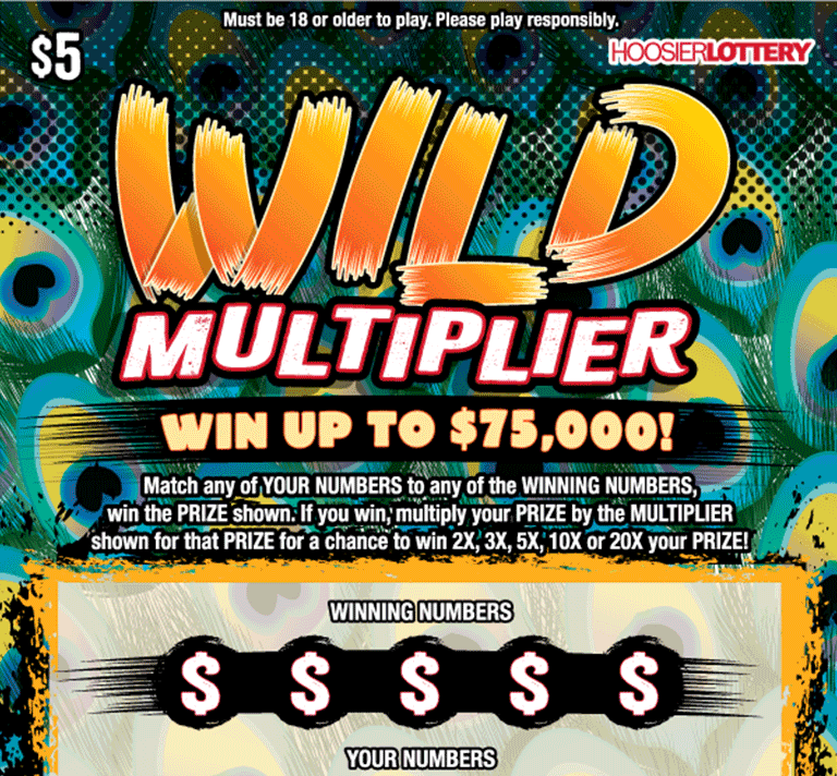 Hoosier Lottery WILD MULTIPLIER Scratch-Off Game