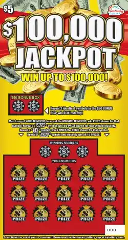 Kentucky Lottery $100,000 Jackpot Scratch-Off Game