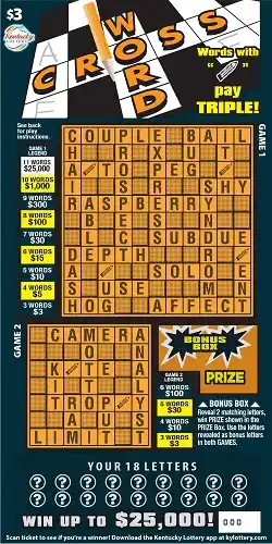 Kentucky Lottery Crossword Scratch-Off Game