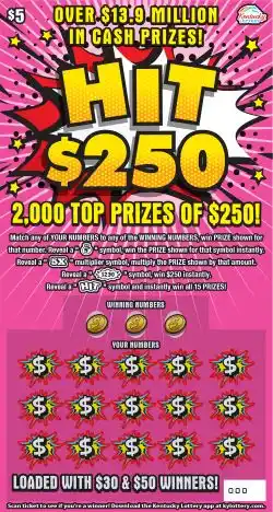 Kentucky Lottery HIT $250 Scratch-Off Game