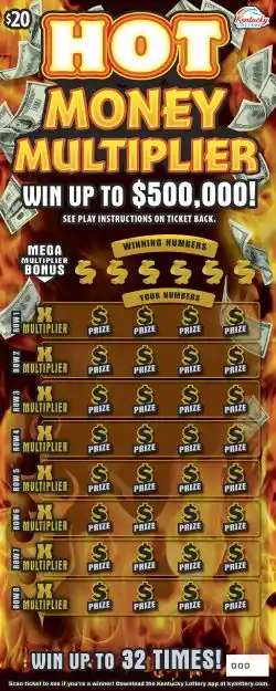 Kentucky Lottery Hot Money Multiplier Scratch-Off Game