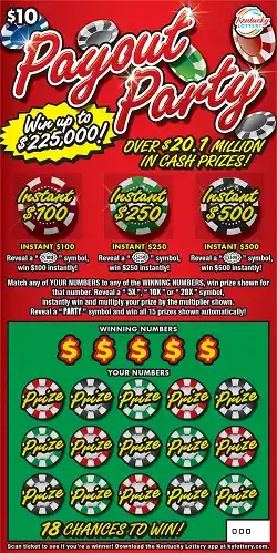 Kentucky Lottery Payout Party Scratch-Off Game