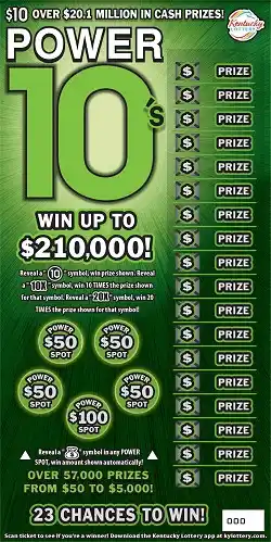 Kentucky Lottery Power 10's Scratch-Off Game