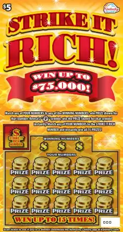 Kentucky Lottery Strike It Rich Scratch-Off Game