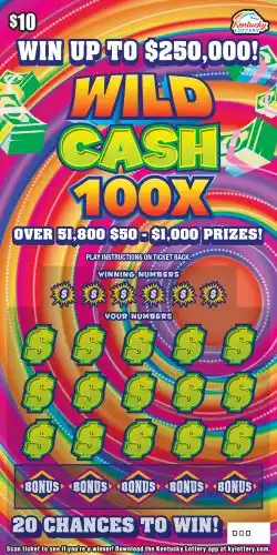 Kentucky Lottery Wild Cash 100X Scratch-Off Game