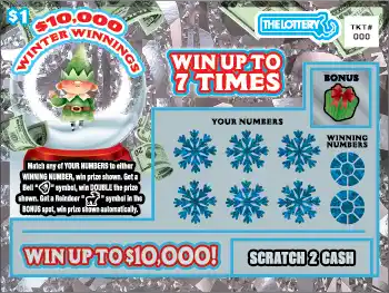 Massachusetts Lottery $10,000 WINTER WINNINGS Scratch-Off Ticket