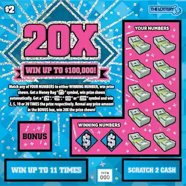 Massachusetts Lottery 20X Scratch-Off Ticket