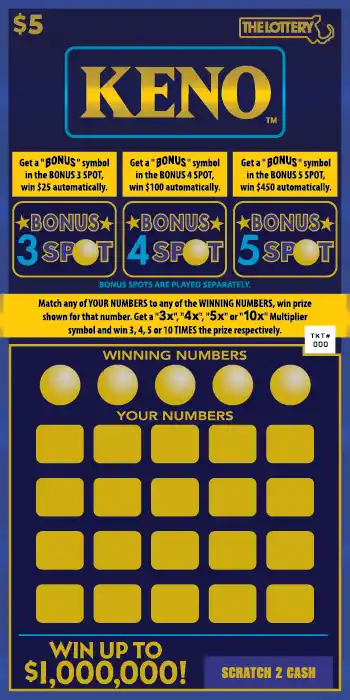 Massachusetts Lottery KENO™ Scratch-Off Ticket