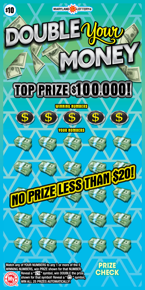Maryland Lottery Double Your Money Scratch-Off Ticket