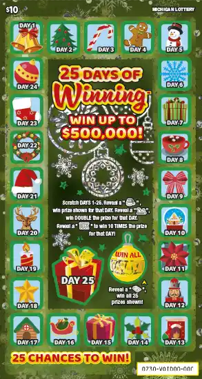 Michigan Lottery 25 Days of Winning Scratch-Off Ticket